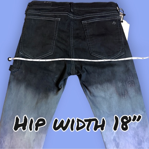 Originally NWT White Carpenter Jeans Dip Dyed in Graphite/Midnight Blue. Sz 28 - Picture 8 of 11